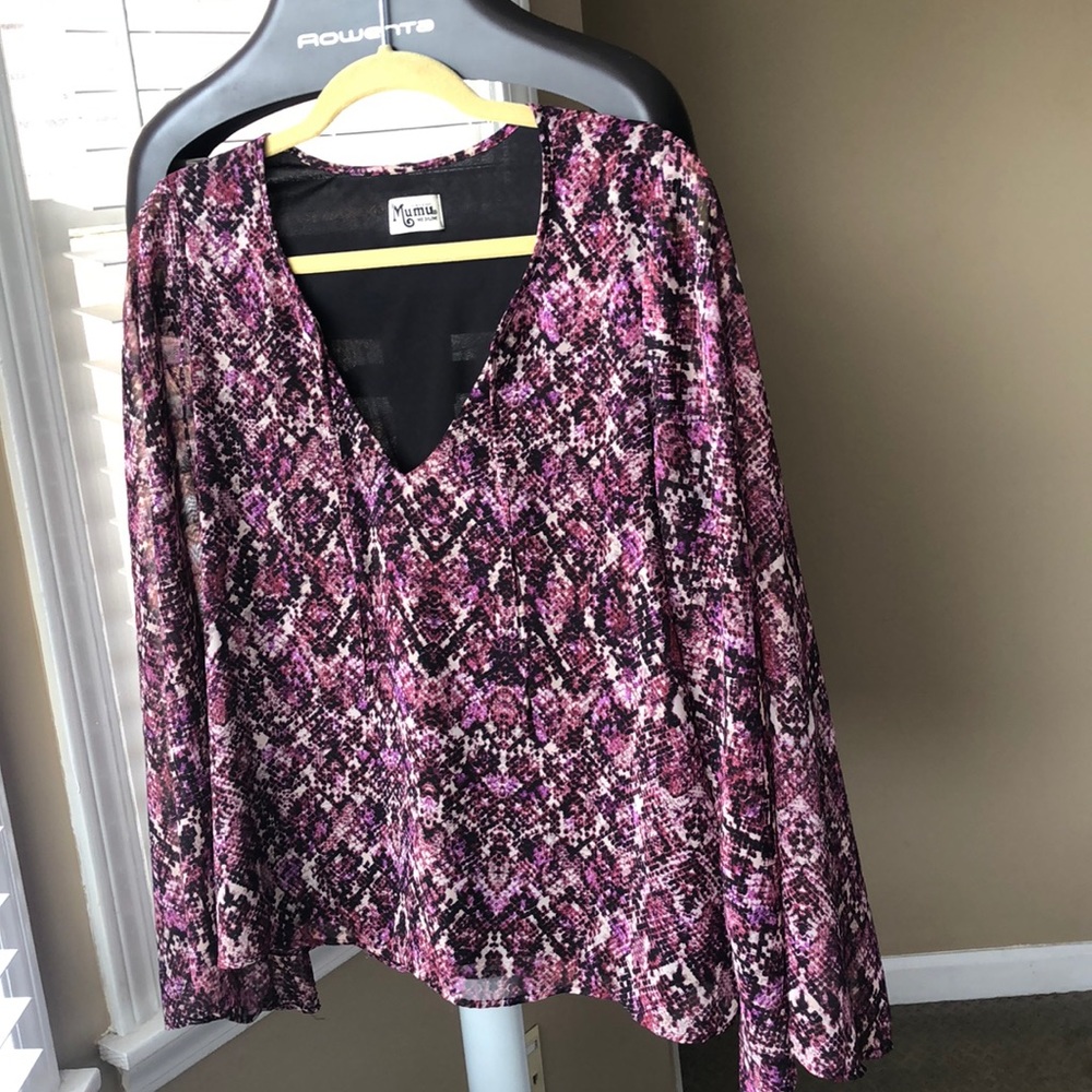Show Me Your Mumu Purple Snakeskin Blouse